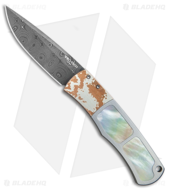 Pro-Tech Magic "Whiskers" Steel Custom Automatic Knife MoP/Mokume (Damascus)