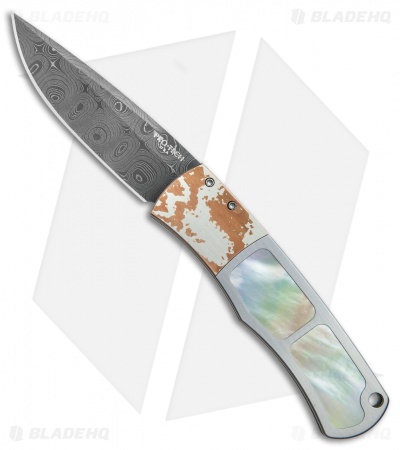 Pro-Tech Magic "Whiskers" Steel Custom Automatic Knife MoP/Mokume (Damascus) 