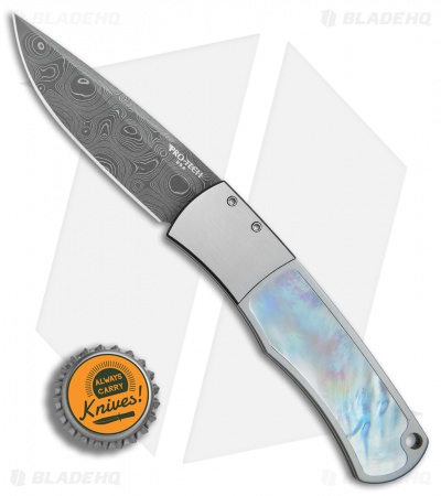 Pro-Tech Magic "Whiskers" Steel Custom Auto Knife Mother of Pearl (Damascus)  