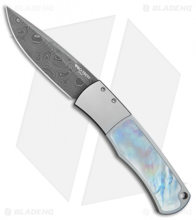 Pro-Tech Magic "Whiskers" Steel Custom Auto Knife Mother of Pearl (Damascus)  