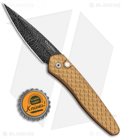 Pro-Tech Newport Custom Automatic Knife Feathered Copper Rose (3" Damascus)