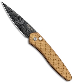 Pro-Tech Newport Custom Automatic Knife Feathered Copper Rose (3" Damascus)