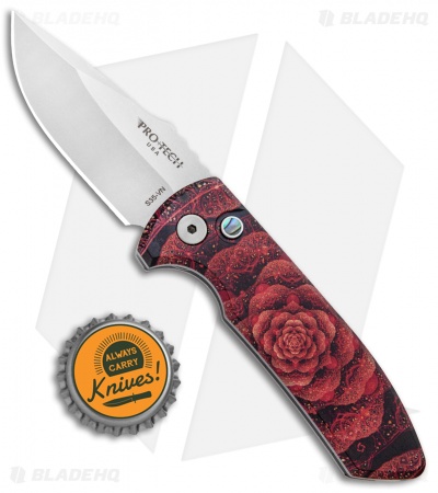 Pro-Tech SBR PK #3 Custom Anodized Flower Automatic Knife (2.6" Stonewash)