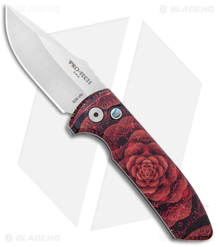Pro-Tech SBR PK #3 Custom Anodized Flower Automatic Knife (2.6" Stonewash)