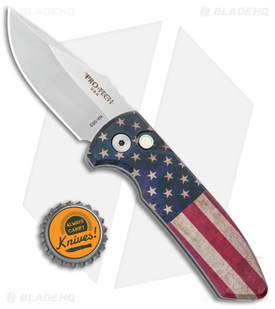 Pro-Tech SBR PK Custom Anodized Automatic Knife Vintage Flag (2.6" Stonewash)