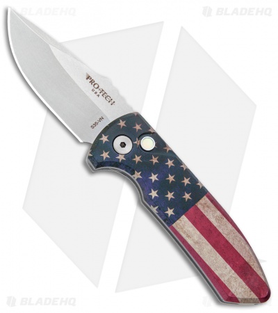 Pro-Tech SBR PK Custom Anodized Automatic Knife Vintage Flag (2.6" Stonewash)