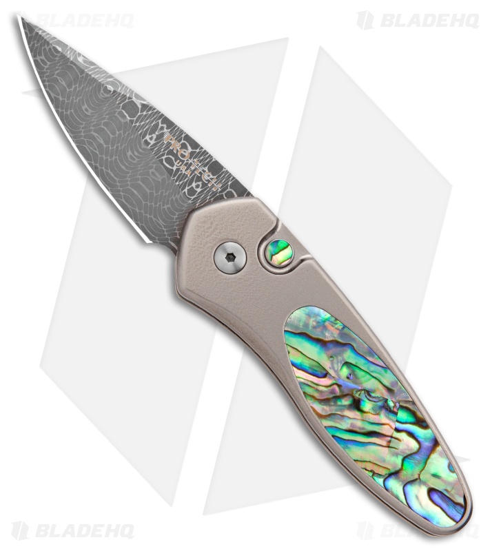 Pro-Tech Sprint Custom Automatic Knife Paua Abalone/Bronze Ti (1.95" Damascus)