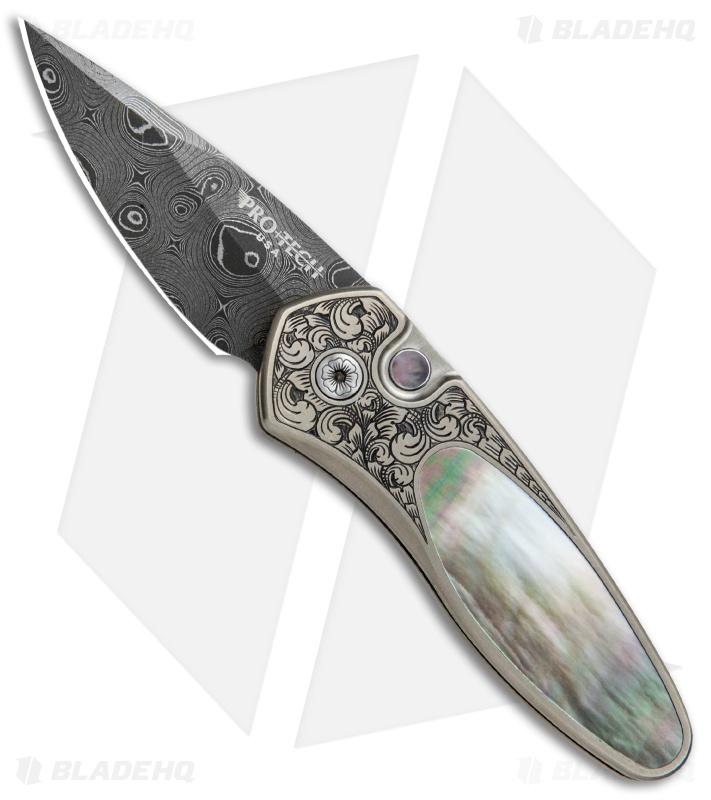 Pro-Tech Sprint Ultimate Custom Knife Black Lip MOP/Bronze Ti (1.9" Damascus)