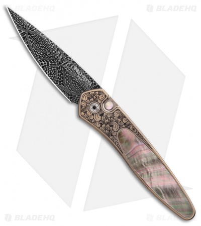 Pro-Tech Ultimate Custom Newport Knife Bronze Ti w/ Black Pearl (3" Damascus)