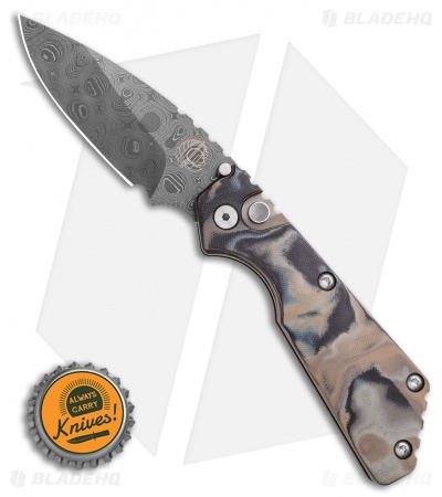 Strider + Pro-Tech Custom SnG Automatic Knife Camo G-10 (3.5" Damascus)