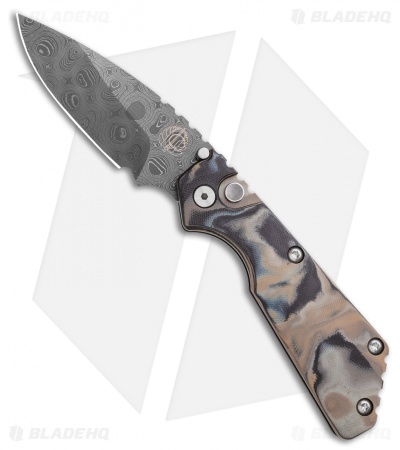 Strider + Pro-Tech Custom SnG Automatic Knife Camo G-10 (3.5" Damascus)