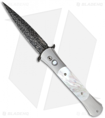 Pro-Tech Steel Custom Large Don Automatic Knife Mother of Pearl (4.5" Damascus)