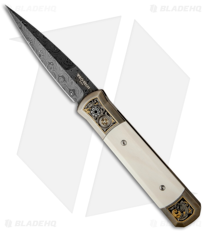 Pro-Tech Godfather Ultimate Titanium Custom Knife w/ Pre-Ban Ivory (4" Damascus)