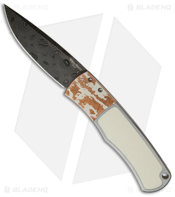 Pro-Tech Magic "Whiskers" Custom SS Automatic Knife Ivory/Mokume (Damascus) BR-1