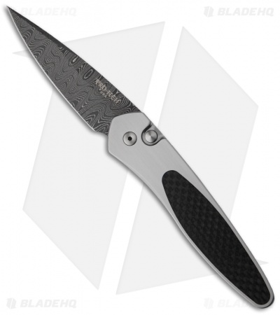 Pro-Tech Custom Steel Newport Automatic Knife Carbon Fiber (3" Damascus)