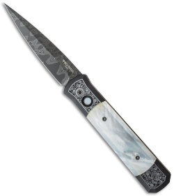 Pro-Tech Godfather Ultimate Steel Custom Knife DLC + Mother of Pearl (Damascus)