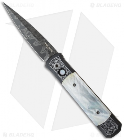Pro-Tech Godfather Ultimate Steel Custom Knife DLC + Mother of Pearl (Damascus)