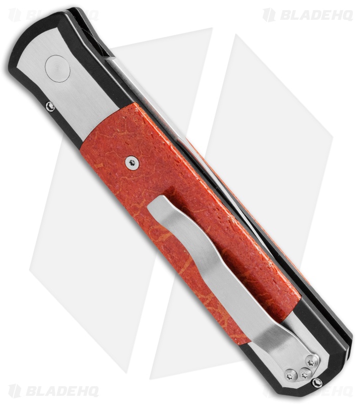 Pro-Tech Custom Godfather Knife Two-Tone Steel / Red Apple Coral (4" Damascus)
