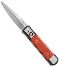 Pro-Tech Custom Godfather Knife Two-Tone Steel / Red Apple Coral (4" Damascus)