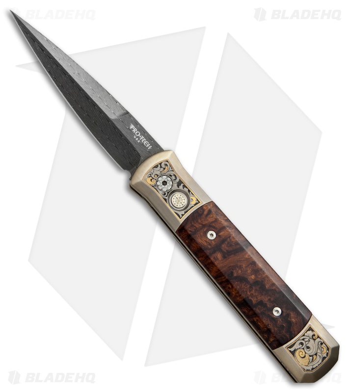 Pro-Tech Godfather Ultimate Custom Knife Titanium/Desert Ironwood (4" Damascus)