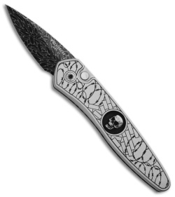 Pro-Tech Half-Breed Ultimate Skull Steel Custom Automatic Knife (1.95" Damascus)