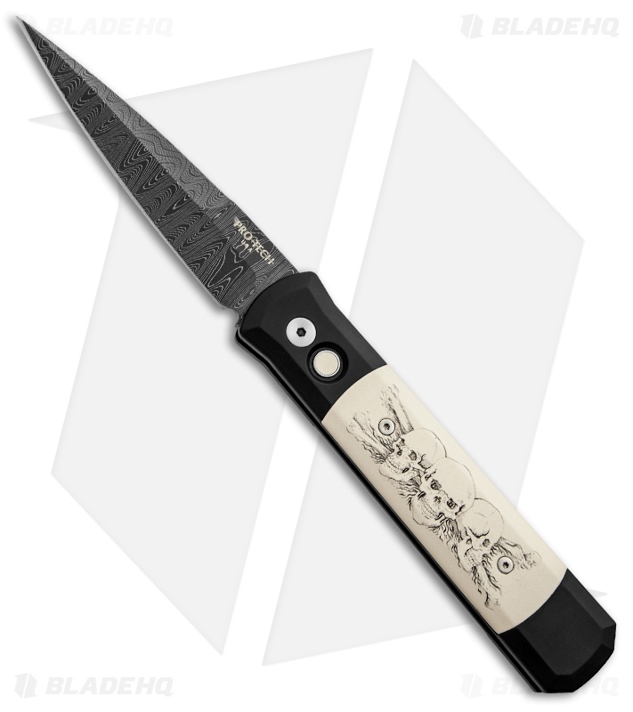 Pro-Tech Godfather Karst Skull Scrimshaw Automatic Knife (4