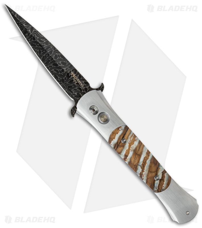 Pro-Tech Large Don Steel Custom Automatic Knife Mastodon (4.5" Damascus)