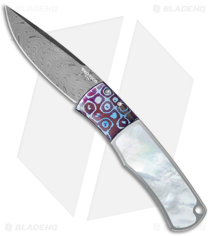 Pro-Tech Magic BR-1 "Whiskers" Custom Steel Knife MOP/Moku-Ti (Damascus)