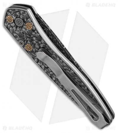 Pro-Tech Ultimate Custom Newport Knife Gold Lip Pearl & Gold (3" Damascus)