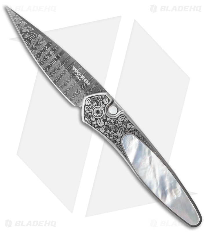 Pro-Tech Ultimate Custom Newport Knife Mother of Pearl (3" Damascus)