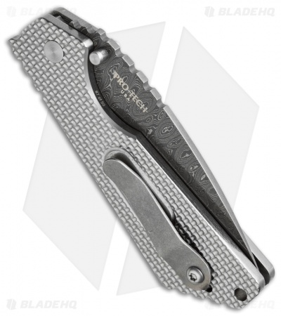 Strider + Pro-Tech Custom SnG Automatic Knife Knurled Titanium (3.5" Damascus)