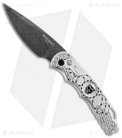 Pro-Tech Skull #2 TR-4 Razor Wire Automatic Knife (4" Damascus) Limited Edition