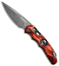 Pro-Tech Custom TR-4 Skull Automatic Knife Splash (4" Damascus)