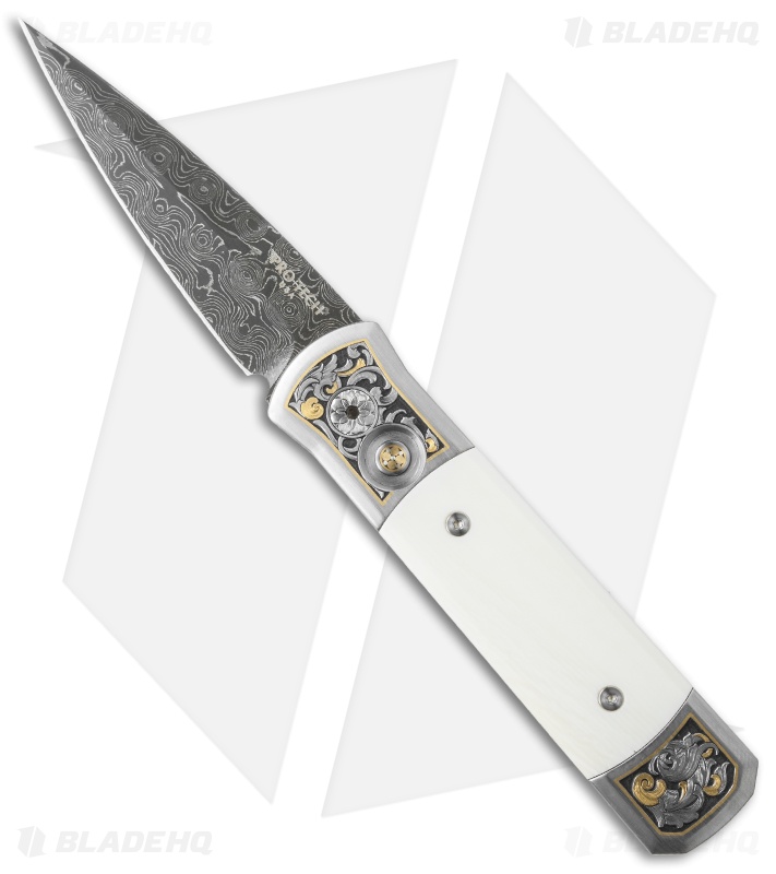Pro-Tech Ultimate Custom Steel Godson Knife Ivory/Engraved (Damascus) 2014