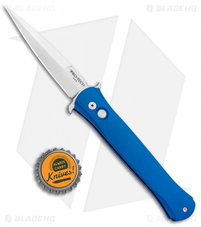 Pro-Tech Don Automatic Knife Solid Smooth Blue Al (3.5" Satin)