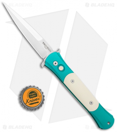 Pro-Tech The Don Custom Automatic Knife  Teal/Ivory Micarta (3.5" Satin) 