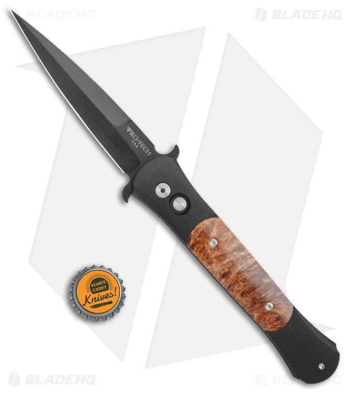 Pro-Tech Knives Large Don Knife Maple Burl (4.5" Black) 1907