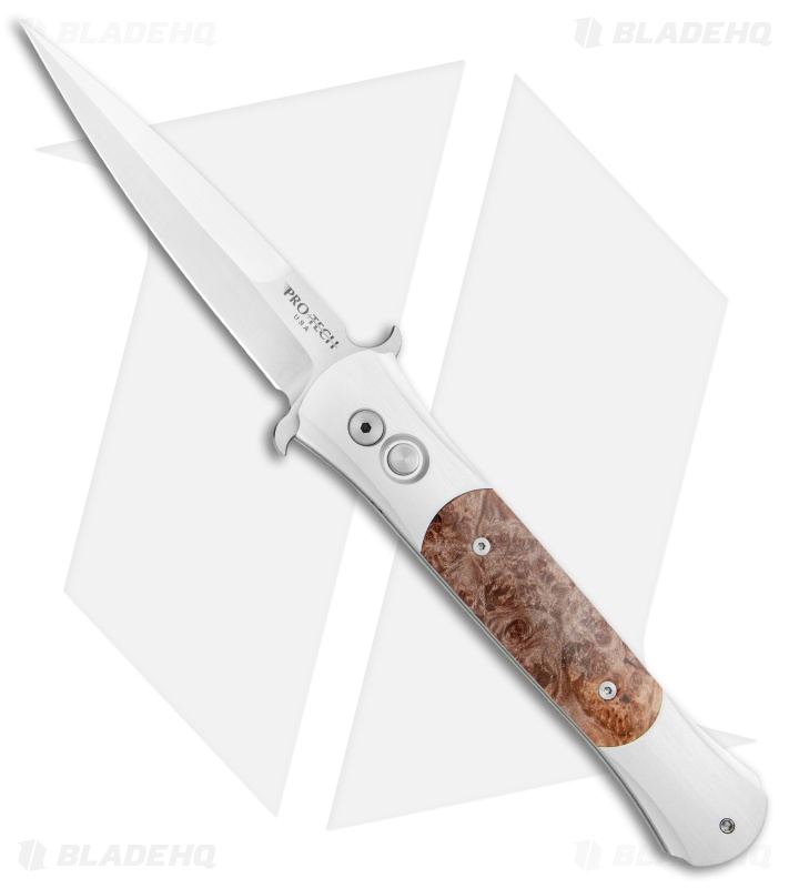 Pro-Tech Large Don Automatic Knife Silver/Maple (4.5" Satin)