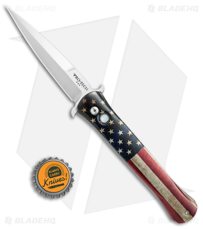 Pro-Tech Custom The Don Automatic Knife Vintage Flag (3.5" Satin) 1740