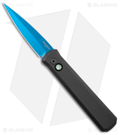 Pro-Tech Godfather Automatic Knife Black (4" Sapphire Blue) 921-SB