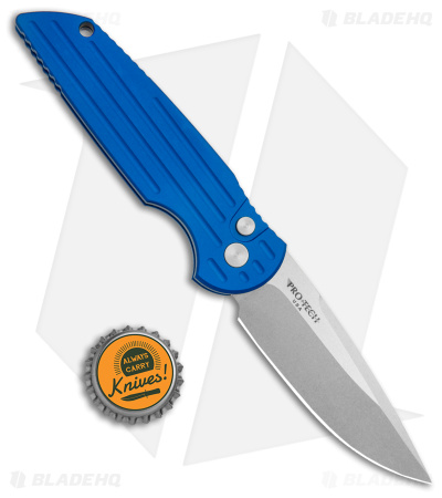 Pro-Tech TR-3 Tactical Response LH Automatic Knife Grooved Blue Al (3.5" SW)