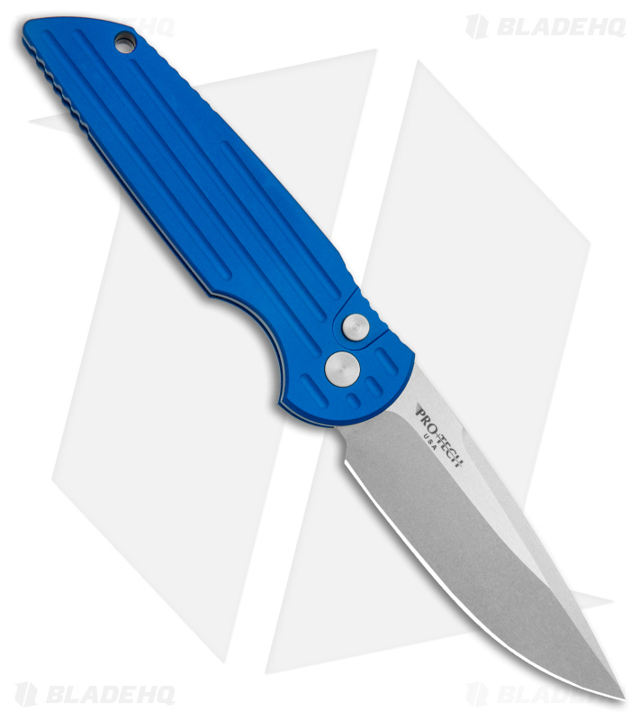 Pro-Tech TR-3 Tactical Response LH Automatic Knife Grooved Blue Al (3.5" SW)