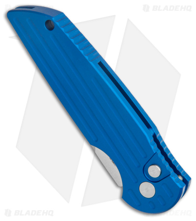 Pro-Tech TR-3 Tactical Response LH Automatic Knife Grooved Blue Al (3.5" SW)