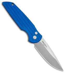 Pro-Tech TR-3 Tactical Response LH Automatic Knife Grooved Blue Al (3.5" SW)