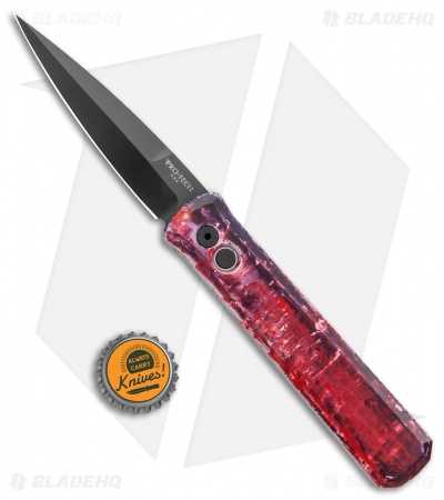 Pro-Tech Godfather Spear Pt Knife | Red Ink Splat - Blade HQ