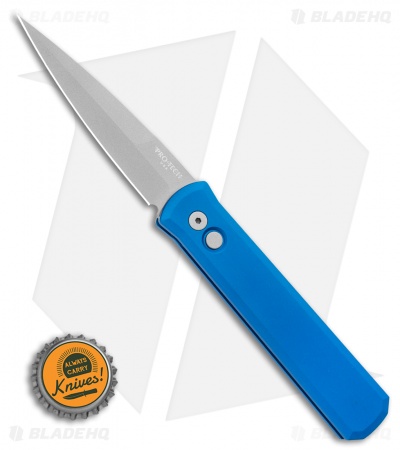 Pro-Tech Godfather Automatic Knife Solid Blue (4" Bead Blast)