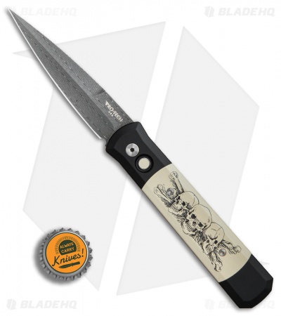 Pro-Tech Godfather Custom Karst Skull Scrimshaw Knife (4