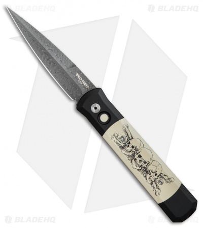 Pro-Tech Godfather Custom Karst Skull Scrimshaw Knife (4