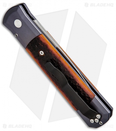 Pro-Tech Godfather Automatic Knife Gray/Amber Jig Bone (4" Satin) 900-JB