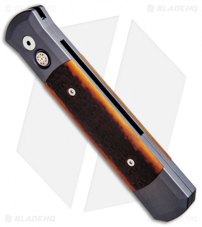 Pro-Tech Godfather Automatic Knife Gray/Amber Jig Bone (4" Satin) 900-JB